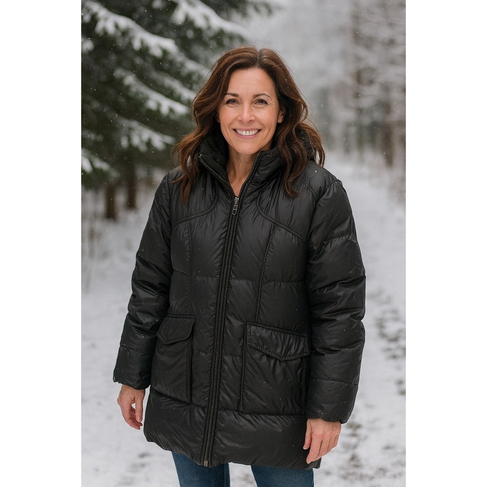 Cole Haan Black Down Feathers Puffer Coat XL Outerwear Winter‎ Cozy Warm